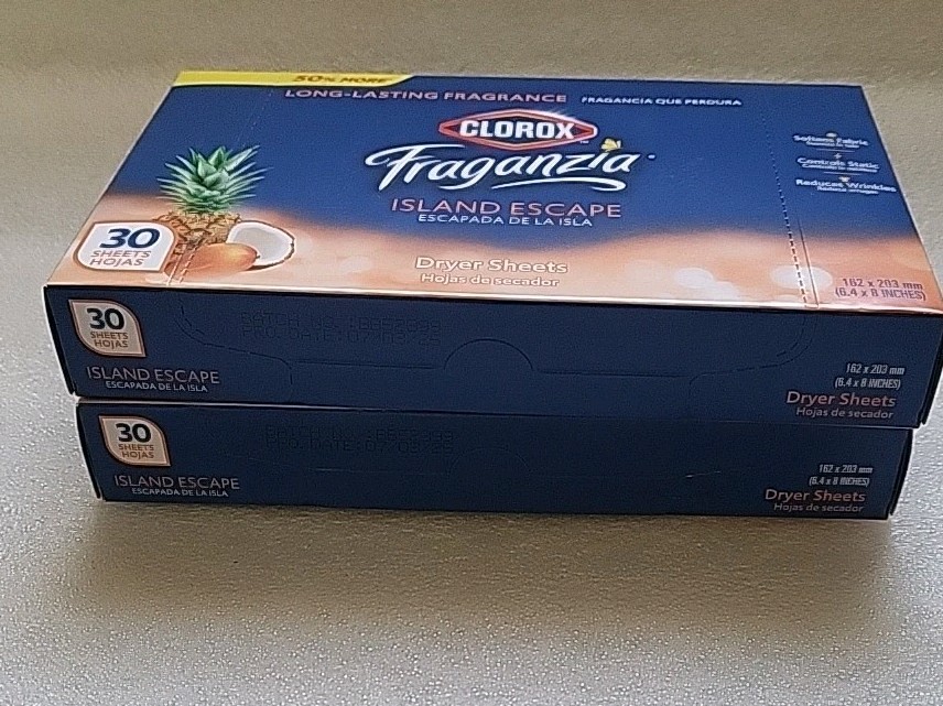 Clorox Fraganzia Dryer Sheets in Island Escape Scent 30 Sheets Sealed