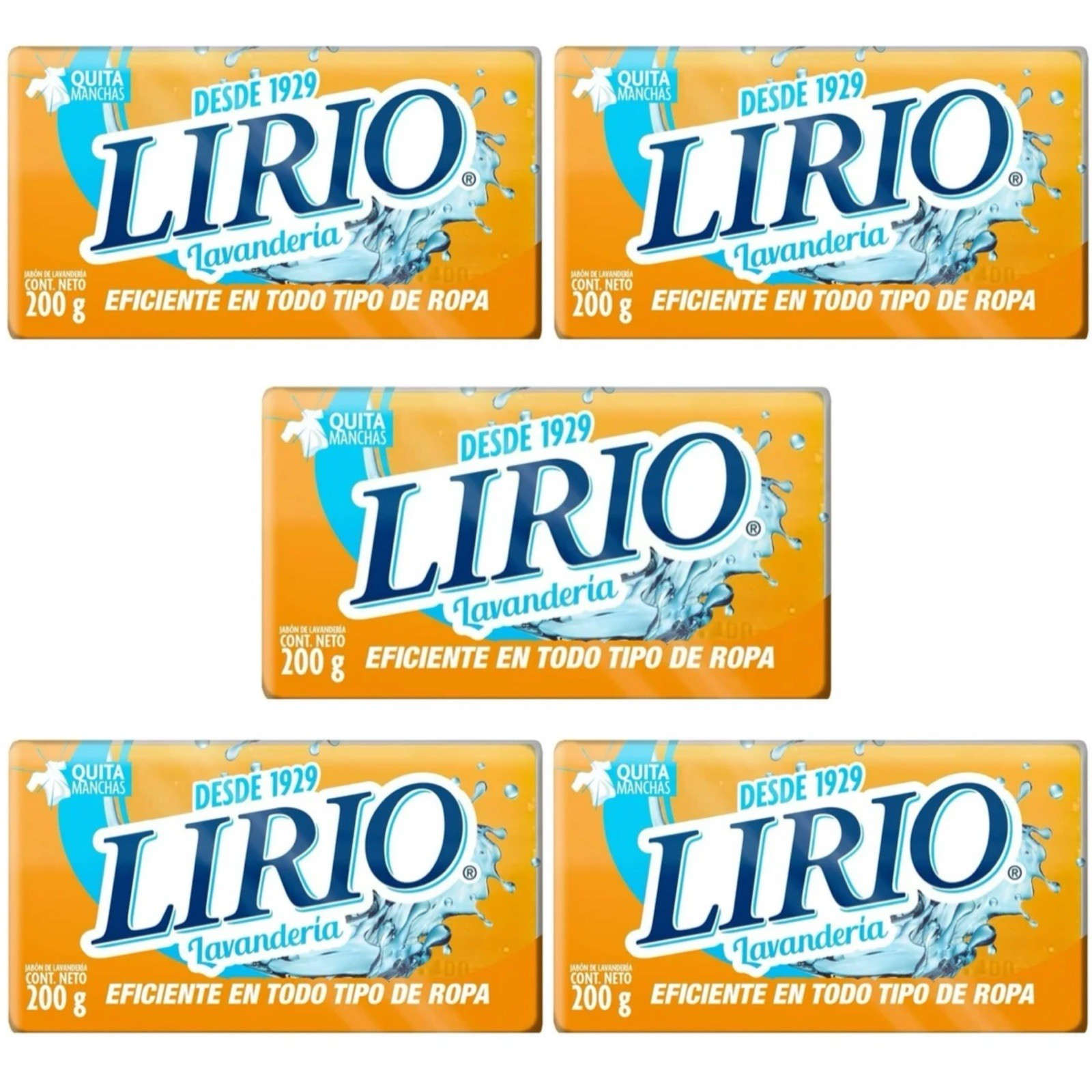 5X LIRIO JABÓN PARA LAVAR ROPA 🇲🇽 Bar Laundry Soap, 200g, 5 Pack
