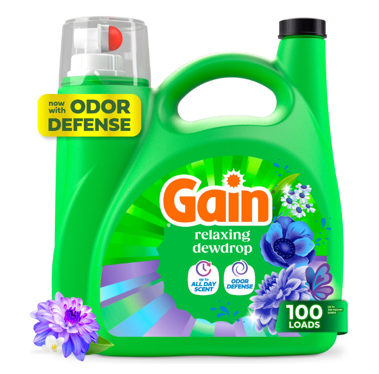 (2 Pack) Gain Laundry Detergent Liquid Relaxing Dewdrop 132 fl oz 100 Loads