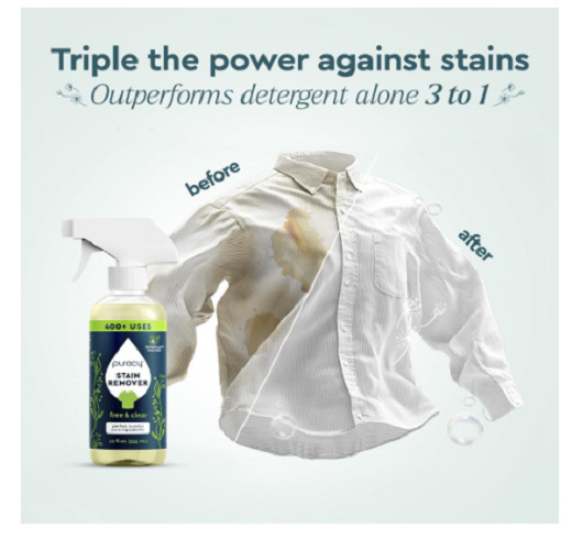Puracy Stain Remover Spray, Natural Travel and Laundry Stain Cleaner for Clothes