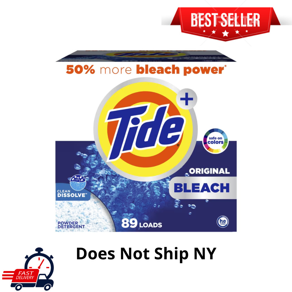 Tide Powder Laundry Detergent with Bleach, Original Scent, 129 oz, 89 Loads New