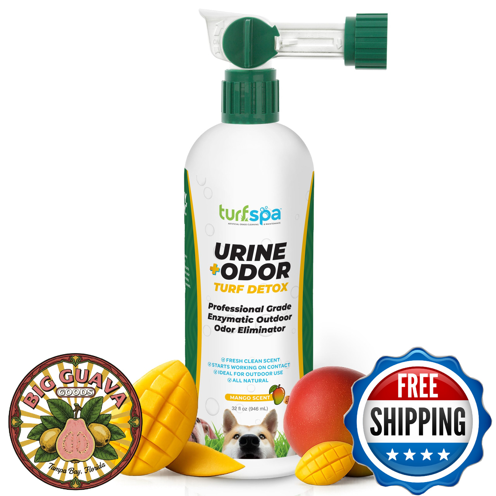 TurfSpa Urine & Odor Turf Detox 32oz Mango Enzyme Cleaner Pet Odor Eliminator