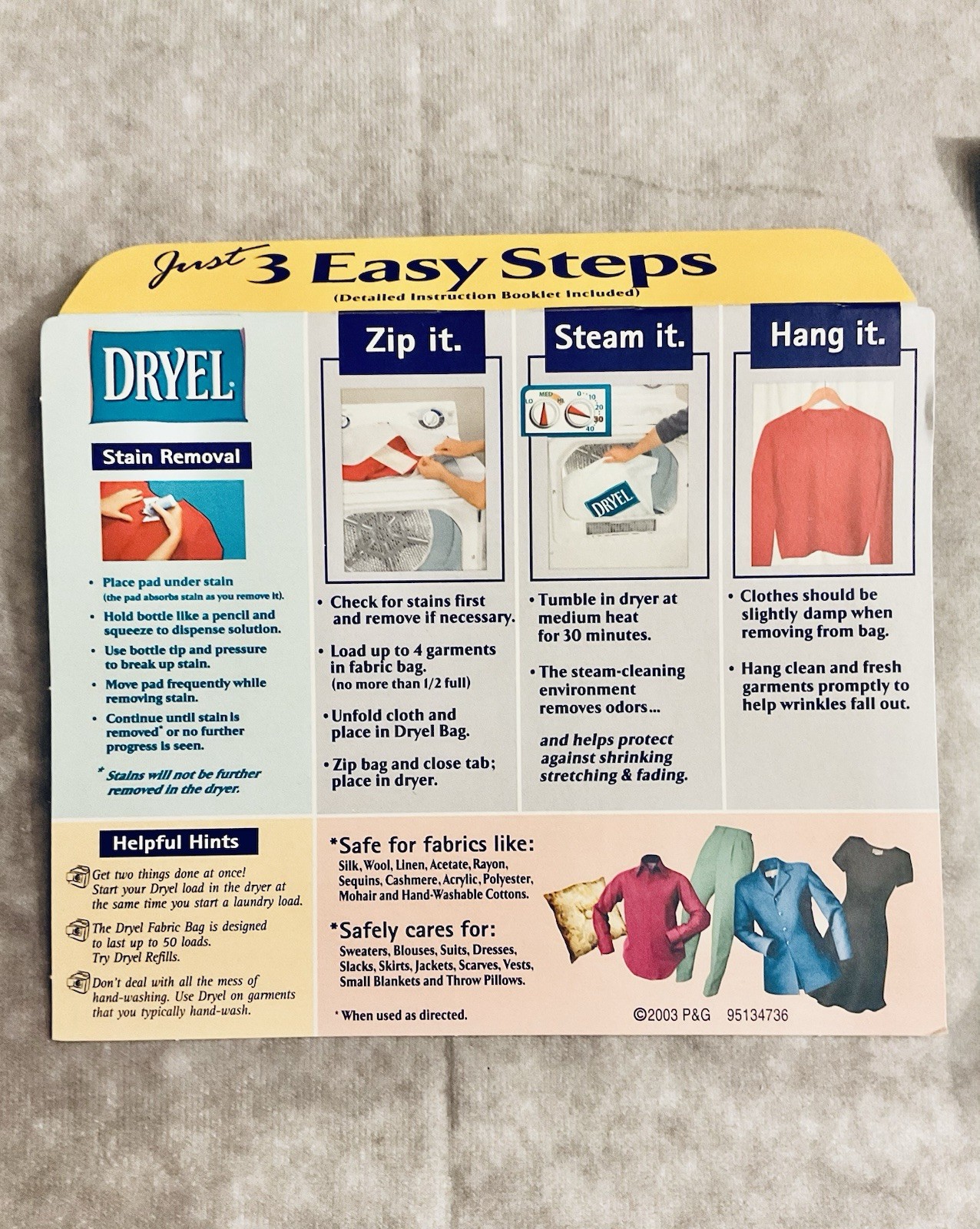 DRYEL AT-HOME DRY CLEANING STARTER KIT CLEAN BREEZE SCENT 4 USES NEW OLD STOCK