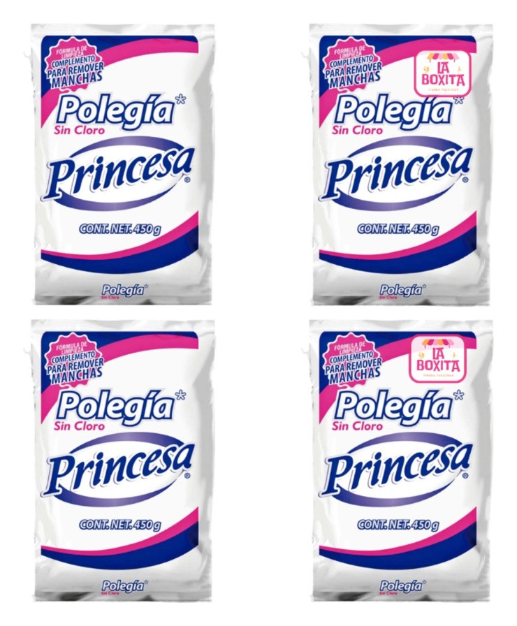 4 Pack POLVO PRINCESA SIN CLORO QUITAMANCHAS LAUNDRY SOAP 4 Pack 450g C/U