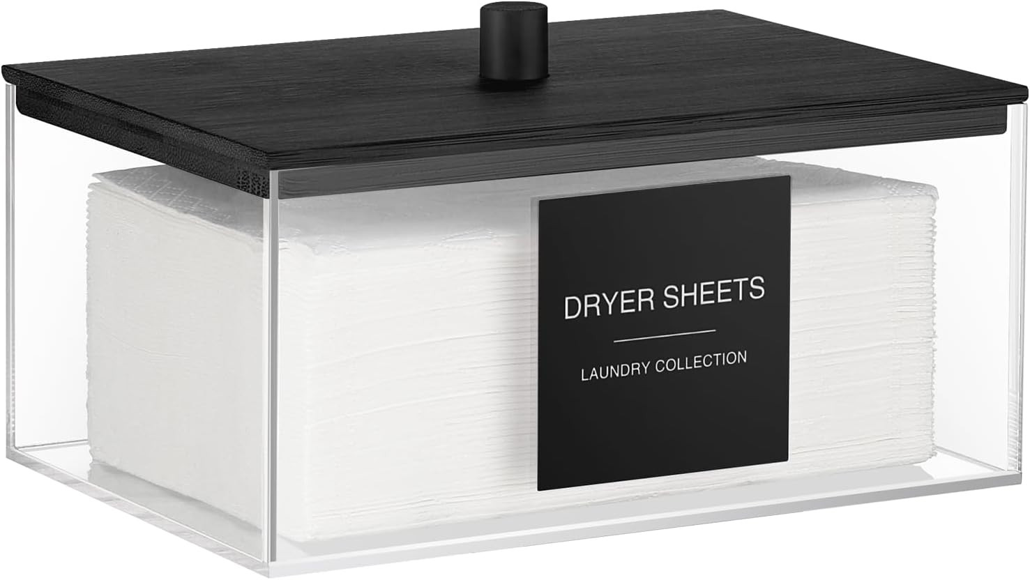 Acrylic Dryer Sheet Holder with Lid, Clear Laundry Sheets Container with 27 Labe