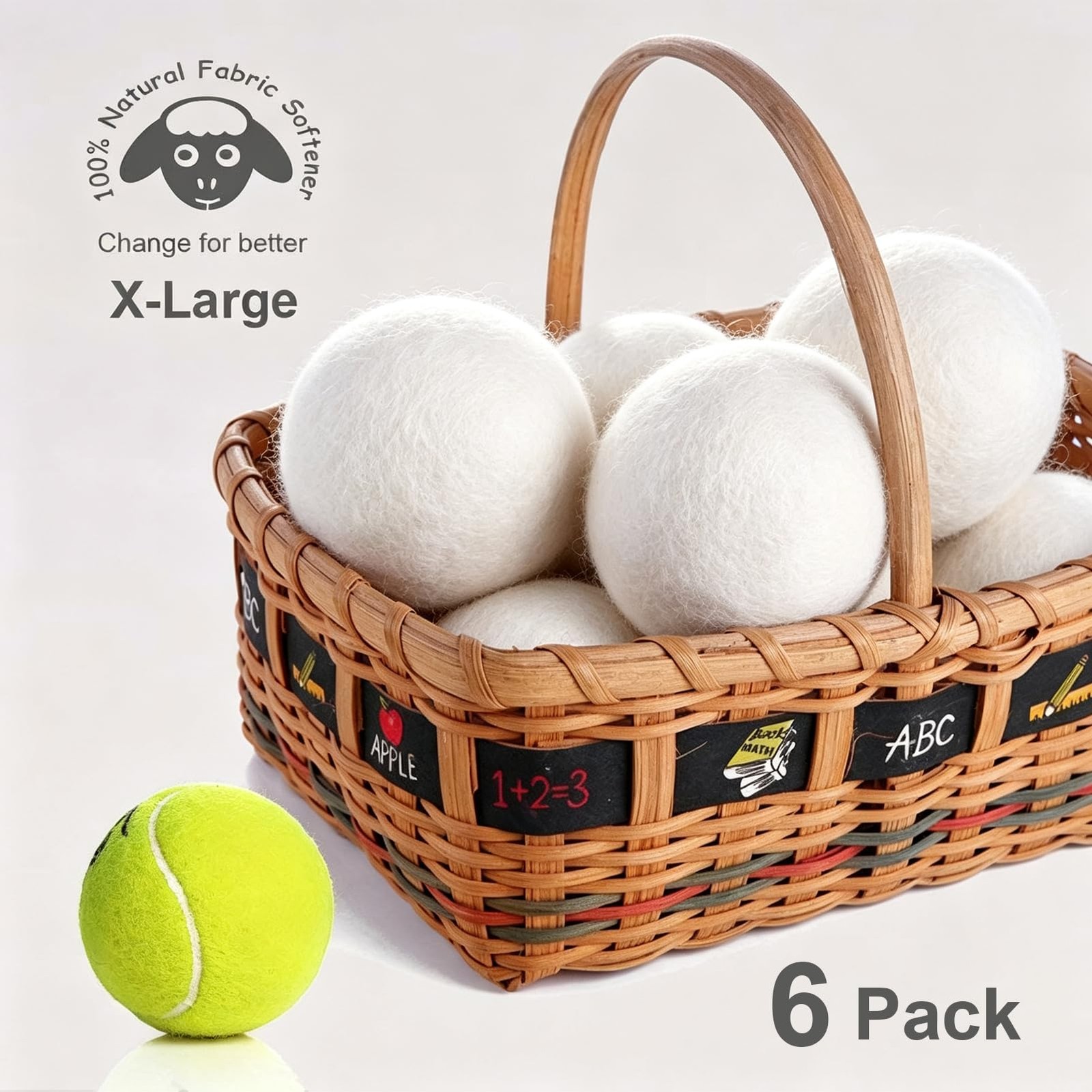 6 Pack Organic XL Wool Dryer Balls New Zealand Wool