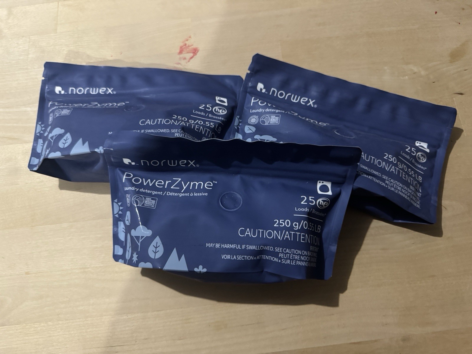 Norwex PowerZyme Laundry Powder Detergent New Formula 3 Packs – TOTAL 75 Loads