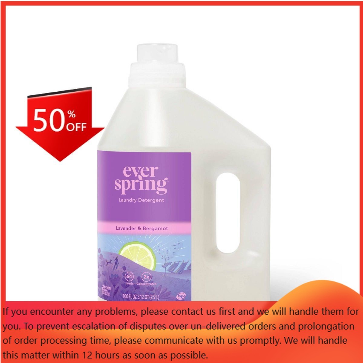 Lavender & Bergamot Concentrated Liquid Laundry Detergent 64 Loads – 100 fl oz