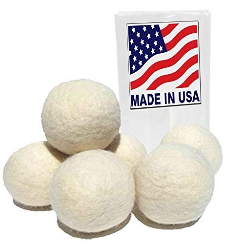 Wool Dryer Balls Set of 6 Natural Unscented XL Reusable Softener USA Made Eco