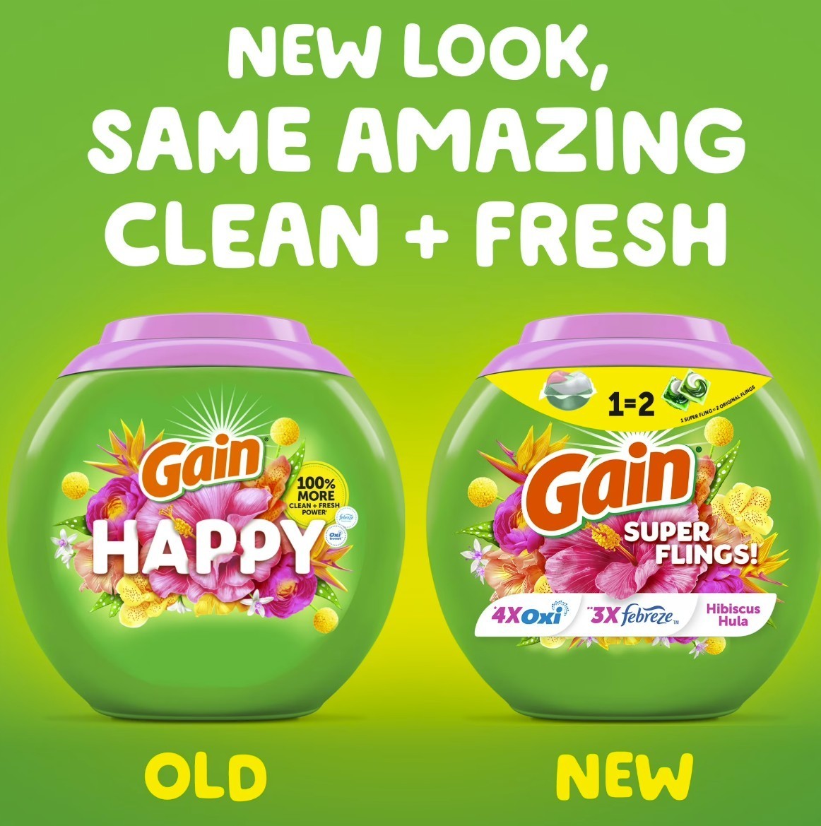 [FASH SALE] Gain Plus Flings Laundry Detergent Pacs Happy Hibiscus 32 Ct 2 Pack