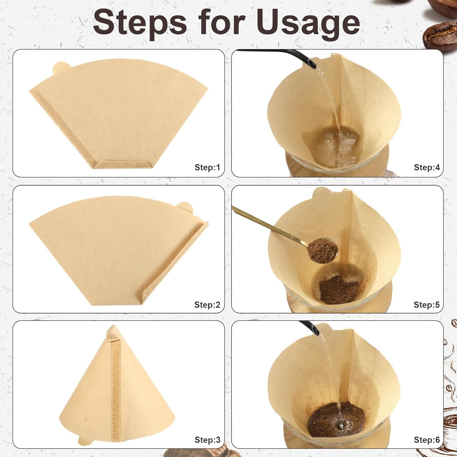 120 Count #4 Cone Coffee Filters 8-12 Cups, Disposable Natural Coffee Filters 4