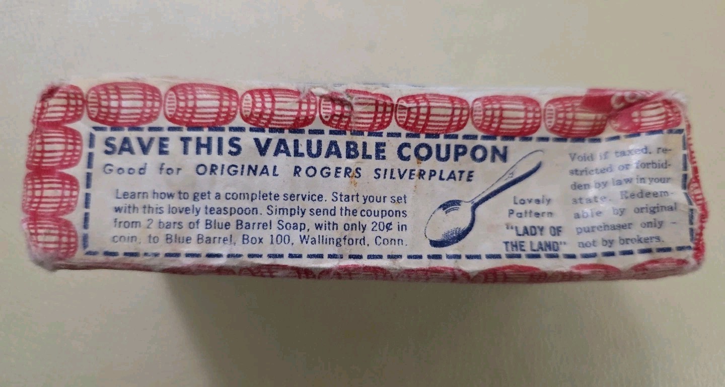 Haskins Bros & Co Blue Barrel White Soap 1944 Omaha Big White Bar Vintage