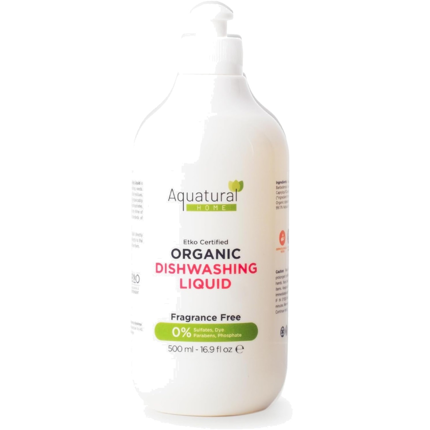 Organic Dishwashing Liquid 16.9 Fl Oz, Plant Based, Unscented, Sensitive Skin