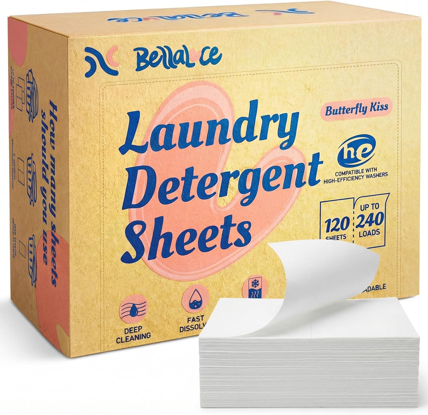 BellaLuce Laundry Detergent Sheets, 240 Loads, Floral Fruity Scent |