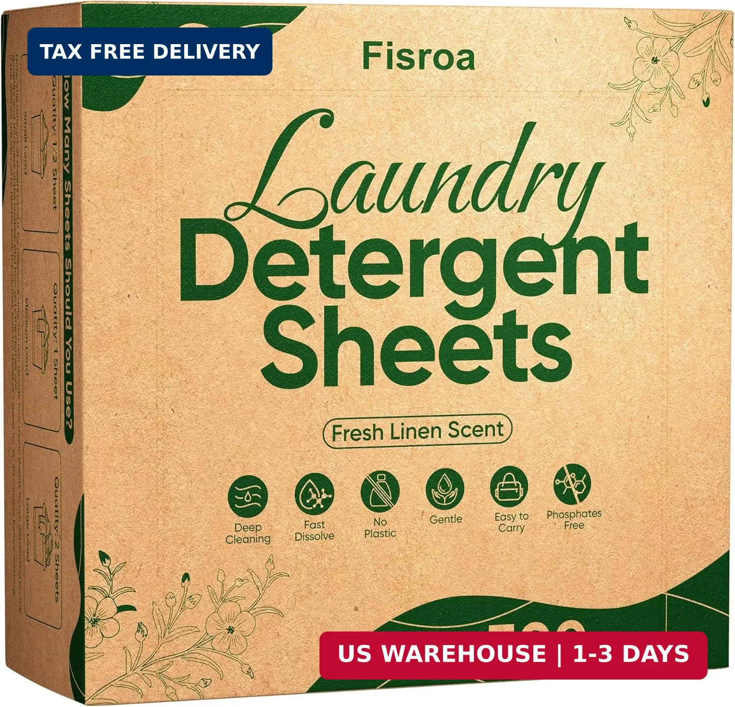 Travel Laundry Detergent Sheets 300 Loads Eco Friendly Plastic Free Fresh Linen