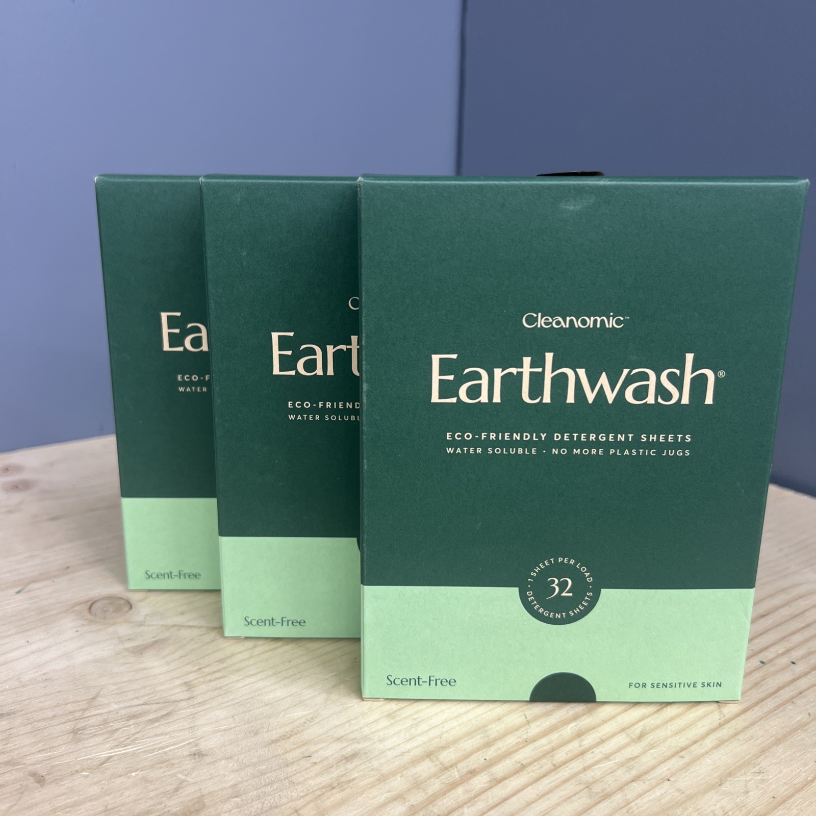 Cleanomic Set of 3 Earthwash Eco-Friendly Detergent Sheets 32 Load Scent Free