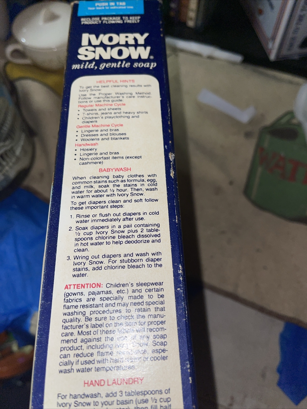 Vintage Ivory Snow Fabric Softener 32 Oz Opened Box 11.5 Oz In Box 35% Remains