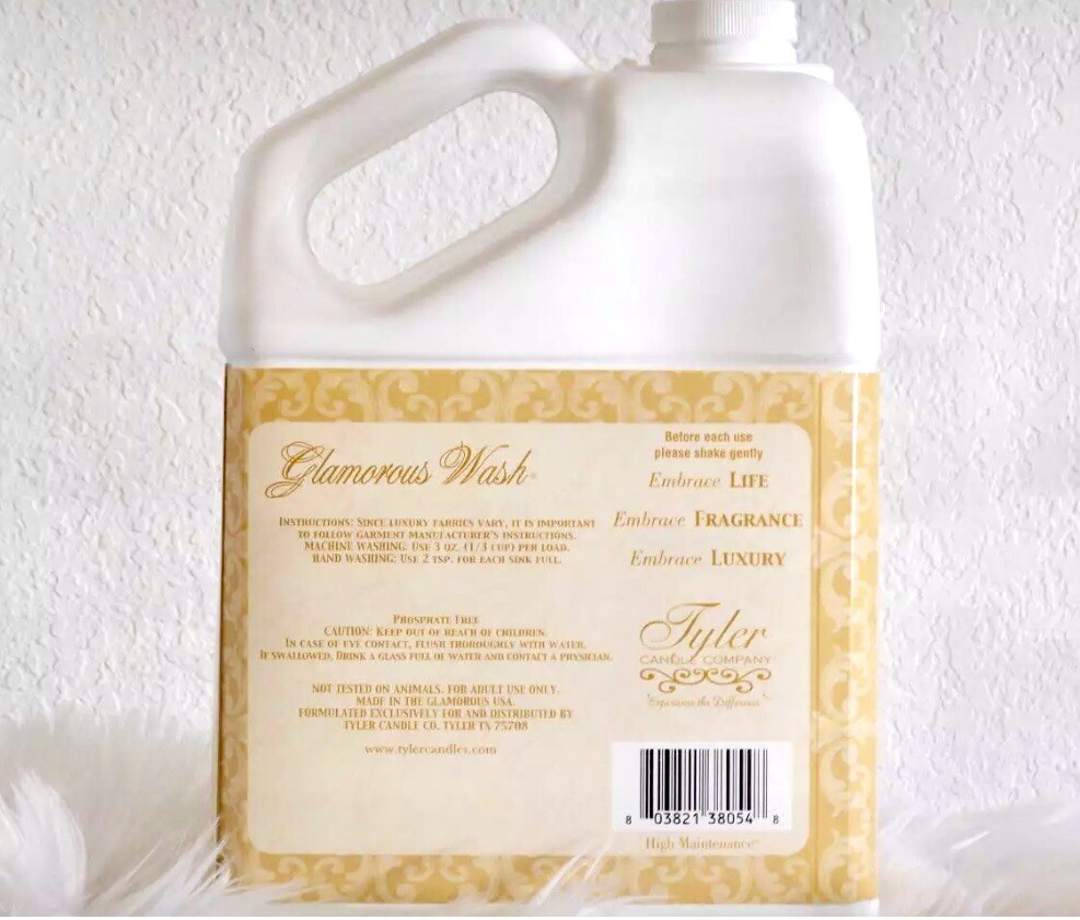 HIGH MAINTENANCE GLAMOROUS GLAM WASH 128oz GALLON TYLER CANDLE LAUNDRY DETERGENT