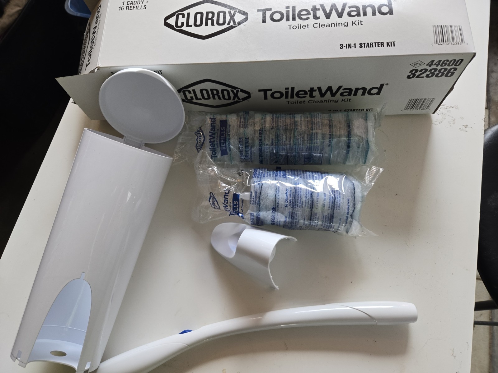 ToiletWand 3-In-1 Starter Kit With Wand Caddy & 16 Refills Open Box Never Used