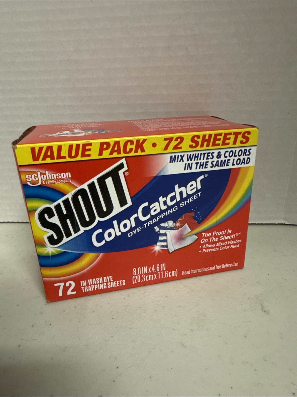 Color Catcher Sheets, 72 Ct, for Mixed Washes, Prevents Color Runs, Laundry Use