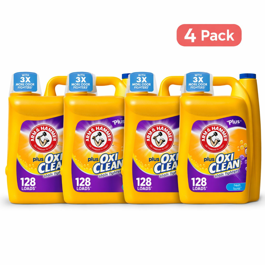 Arm & Hammer Plus OxiClean Odor Blasters Liquid Laundry Detergent 128 Loads 4Pk