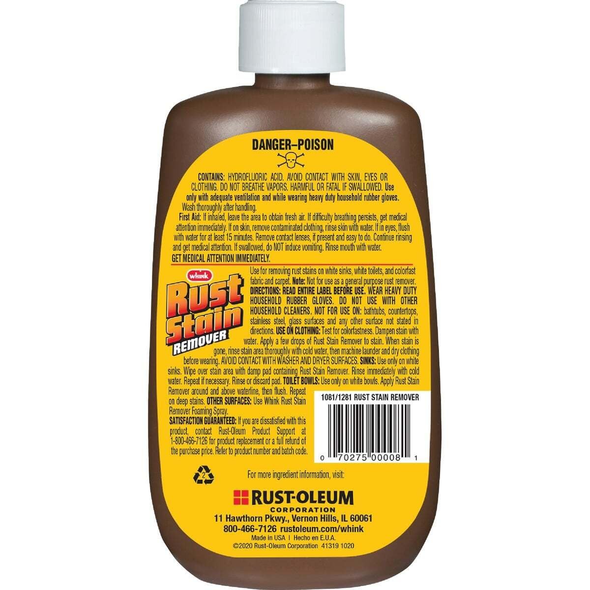 Whink 1281 10OZ Rust/Stain Remover, 10 oz, 10 10 Fl Oz (Pack of 1), No Color
