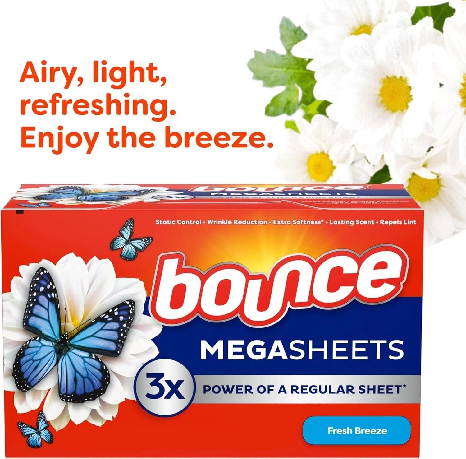 Bounce Wrinkle Guard Mega Fabric Softener Dryer Sheets, 130 Ct