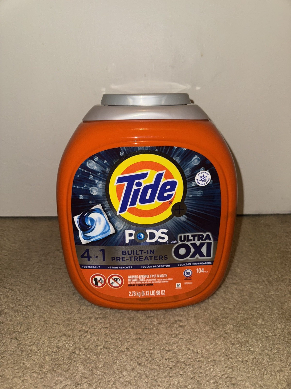Tide Ultra Oxi Laundry Detergent Pods with 4 in 1 Build-In Pre-Treaters 104 Ct