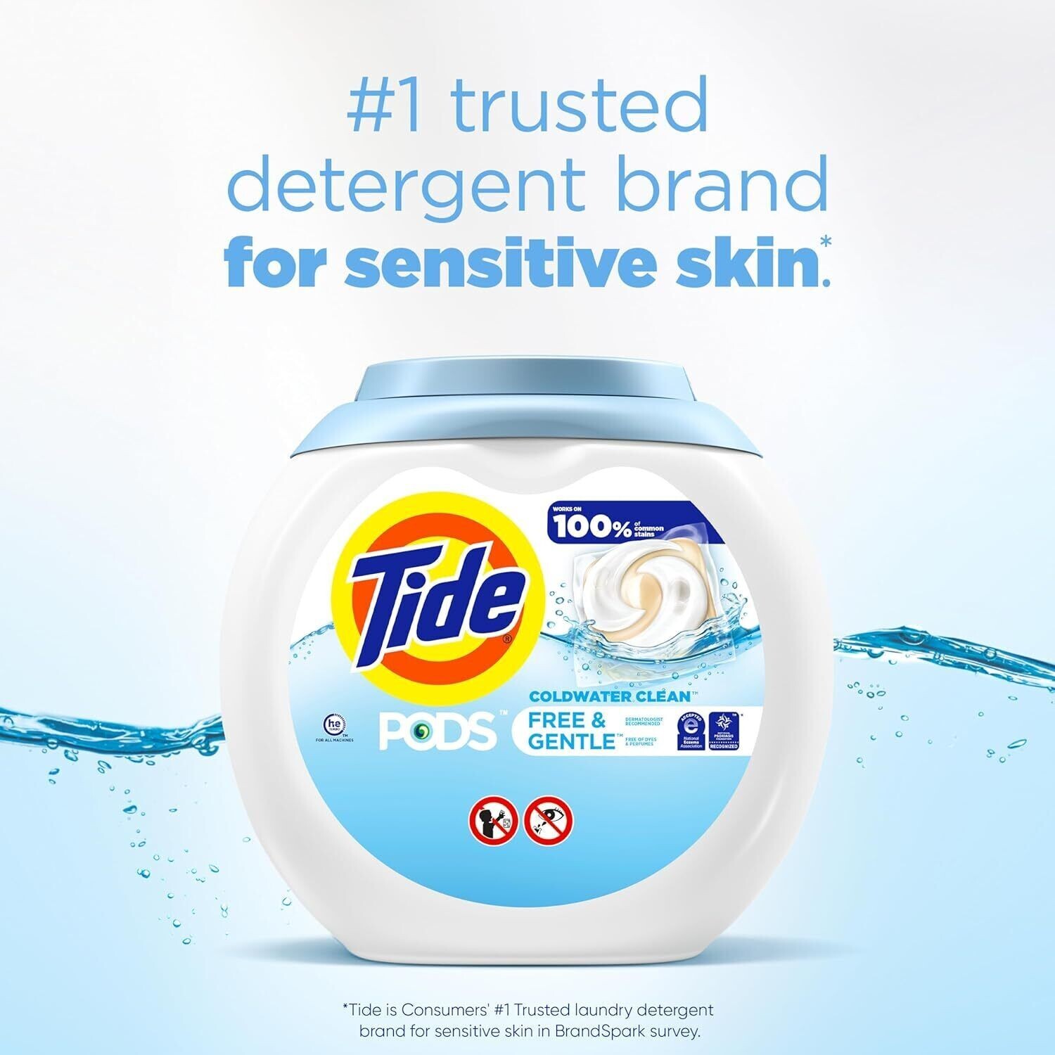Tide Free & Gentle Laundry Detergent Pods, 57 Count, Unscented & Hypoallerge NEW