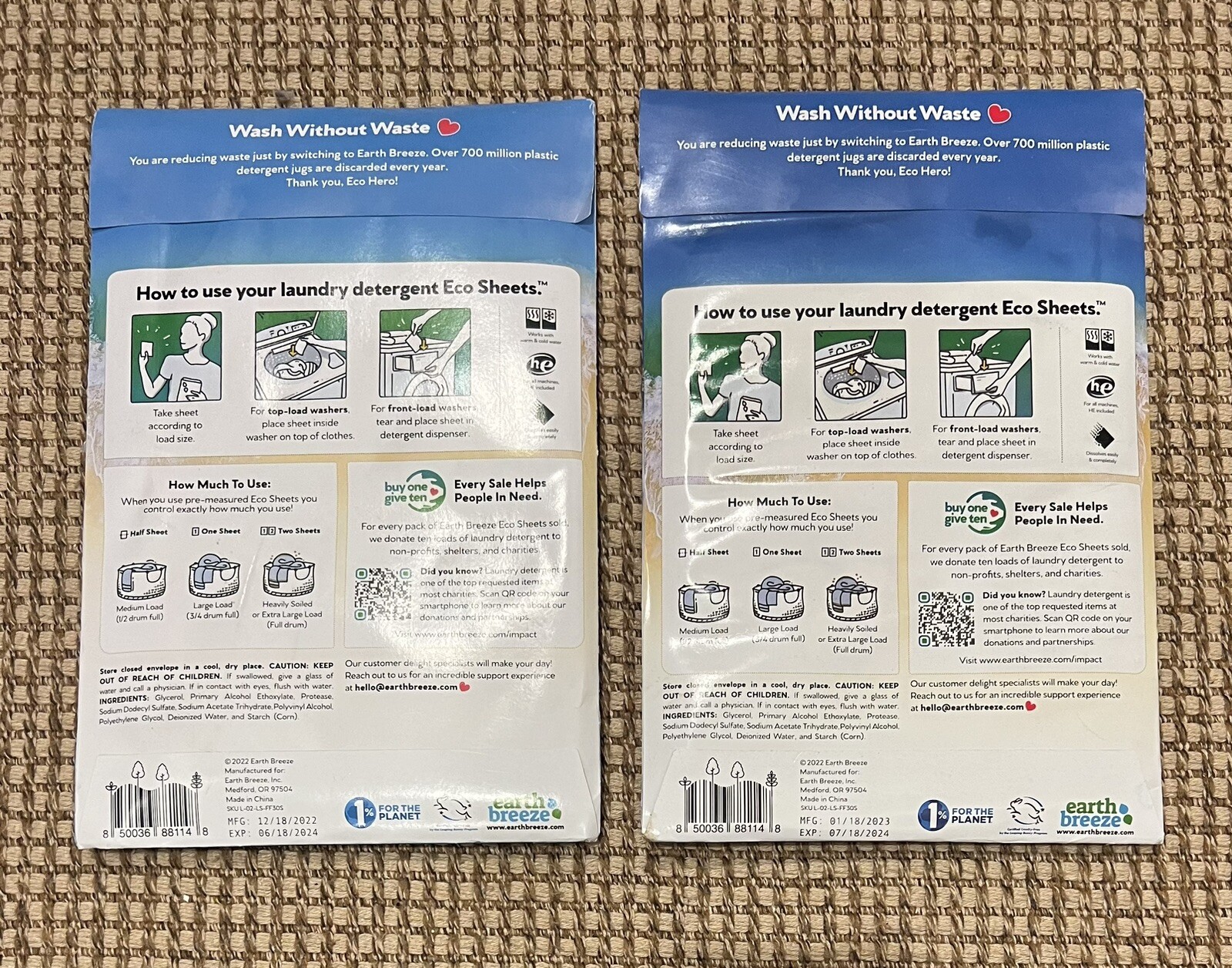 (2) 30-Sheet Packs Earth Breeze Laundry Detergent Eco Sheets – Fragrance Free
