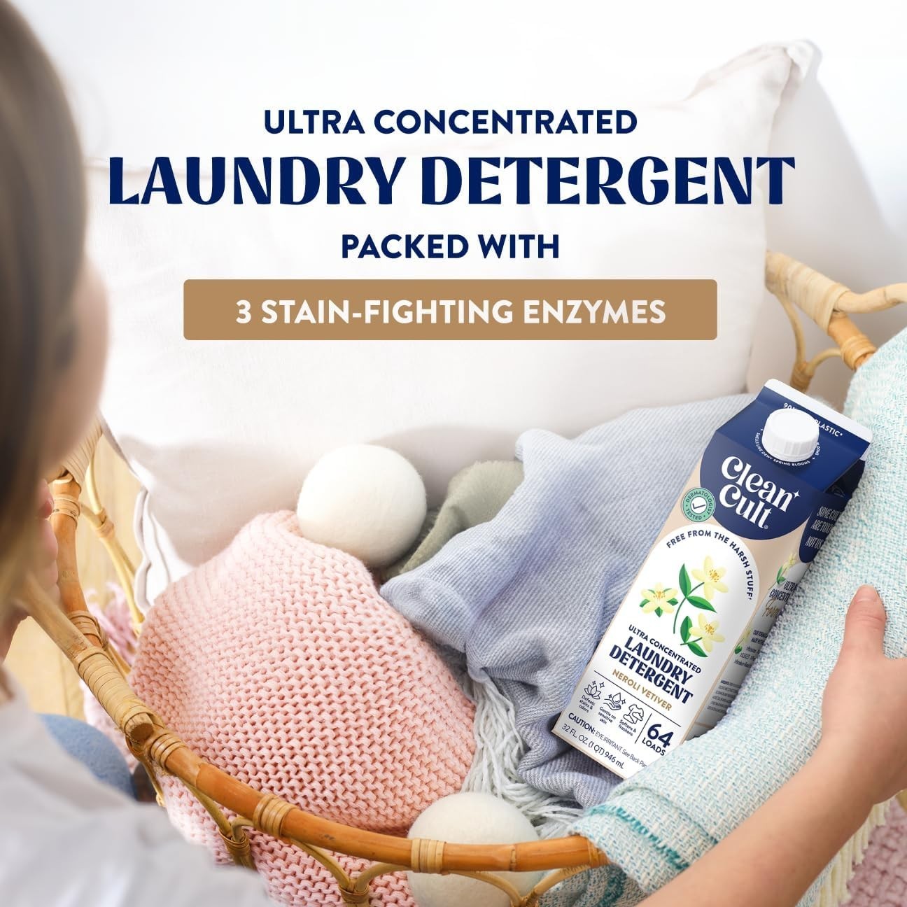 192 Loads of Non-Toxic Liquid Laundry Detergent with Neroli Vetiver Scent, 96 oz