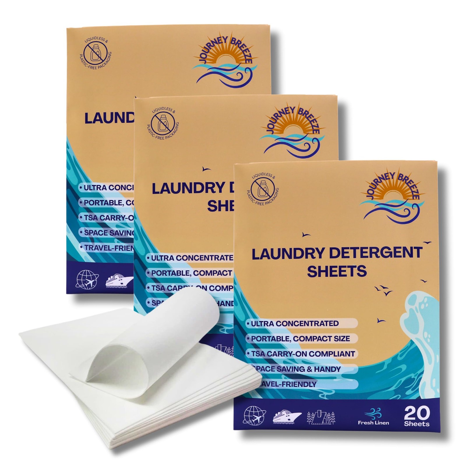 60 Sheets Travel Laundry Detergent, 3 Pack 20 Sheets Each, Portable Washing