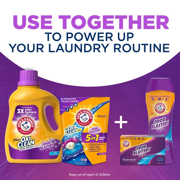 ARM & HAMMER Plus OxiClean Odor Blasters Fresh Burst, 128 Loads Liquid Laundry