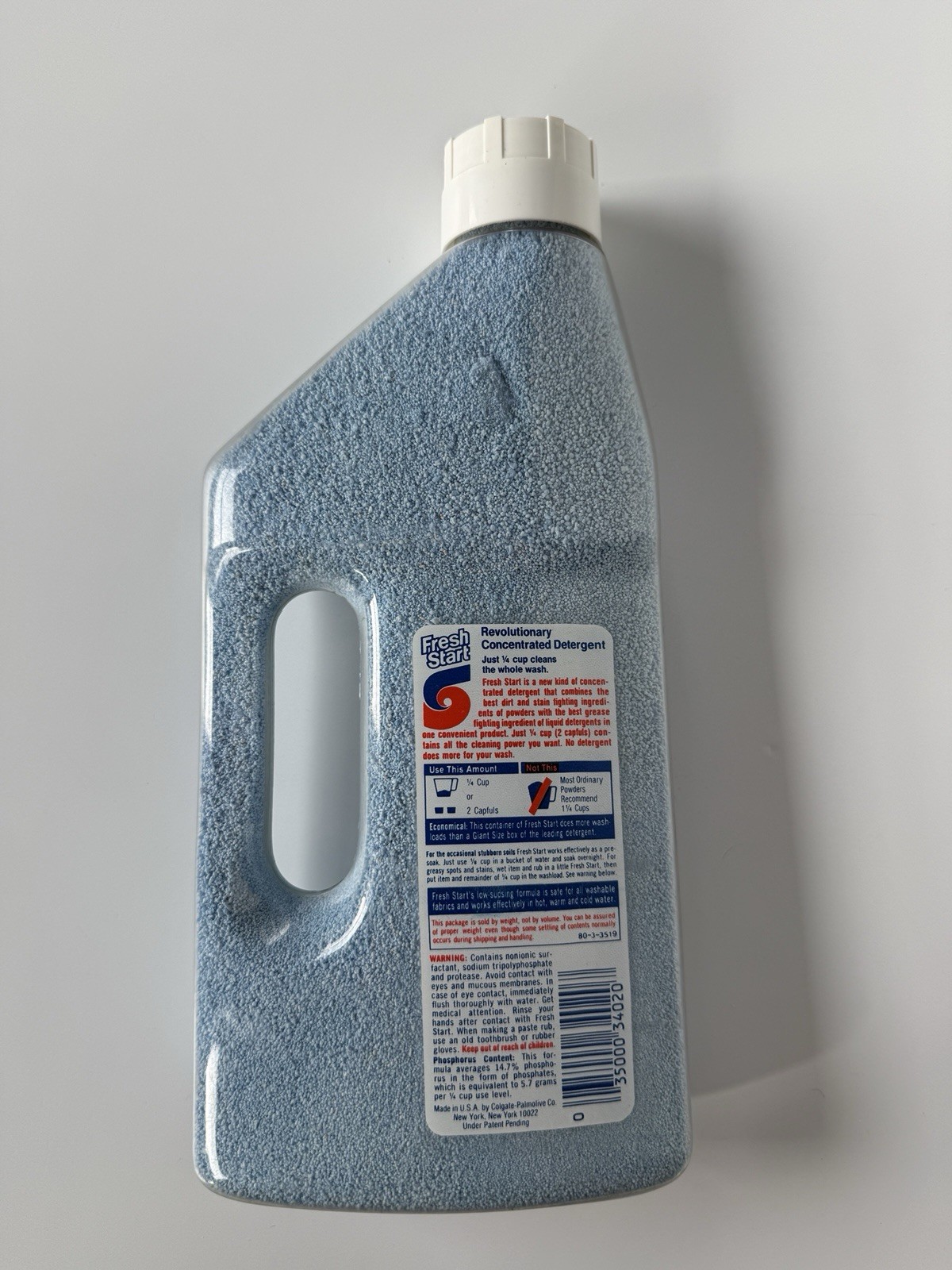 Vintage Fresh Start Laundry Detergent 1970s Era Original Full Bottle Prop Decor