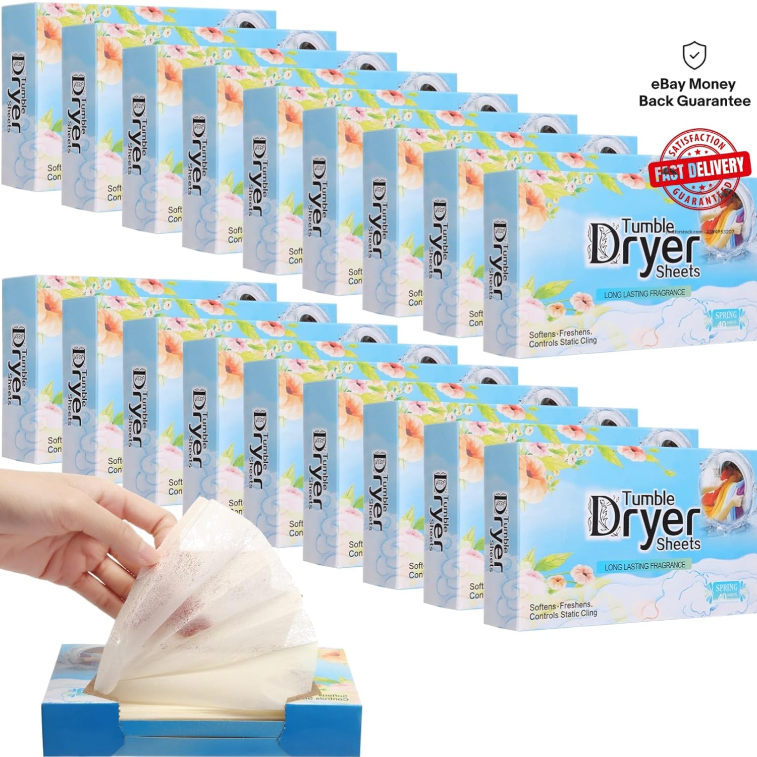 Natural Plant-Based Dryer Sheets – 480 Lavender Scent for Static Free Laundry