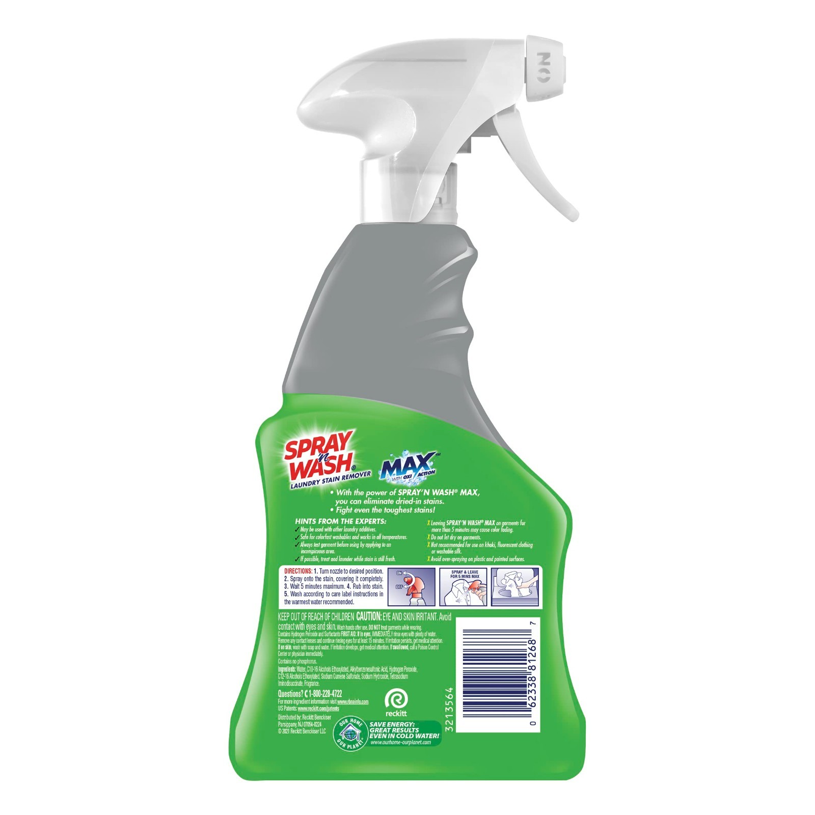 Max Stain Remover Spray – Laundry Pre-Treat for Tough Stains, 16oz (3-Pack)