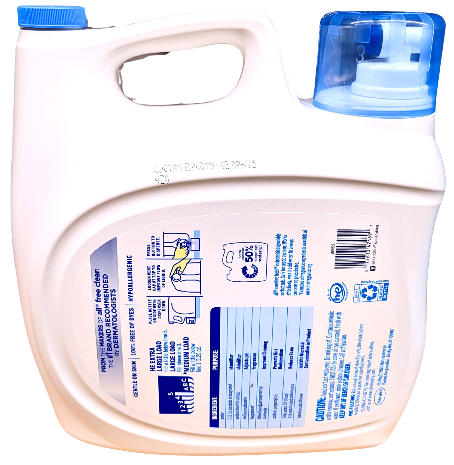 all Liquid Laundry Detergent Sensitive Fresh 208 Ounce 166 Loads