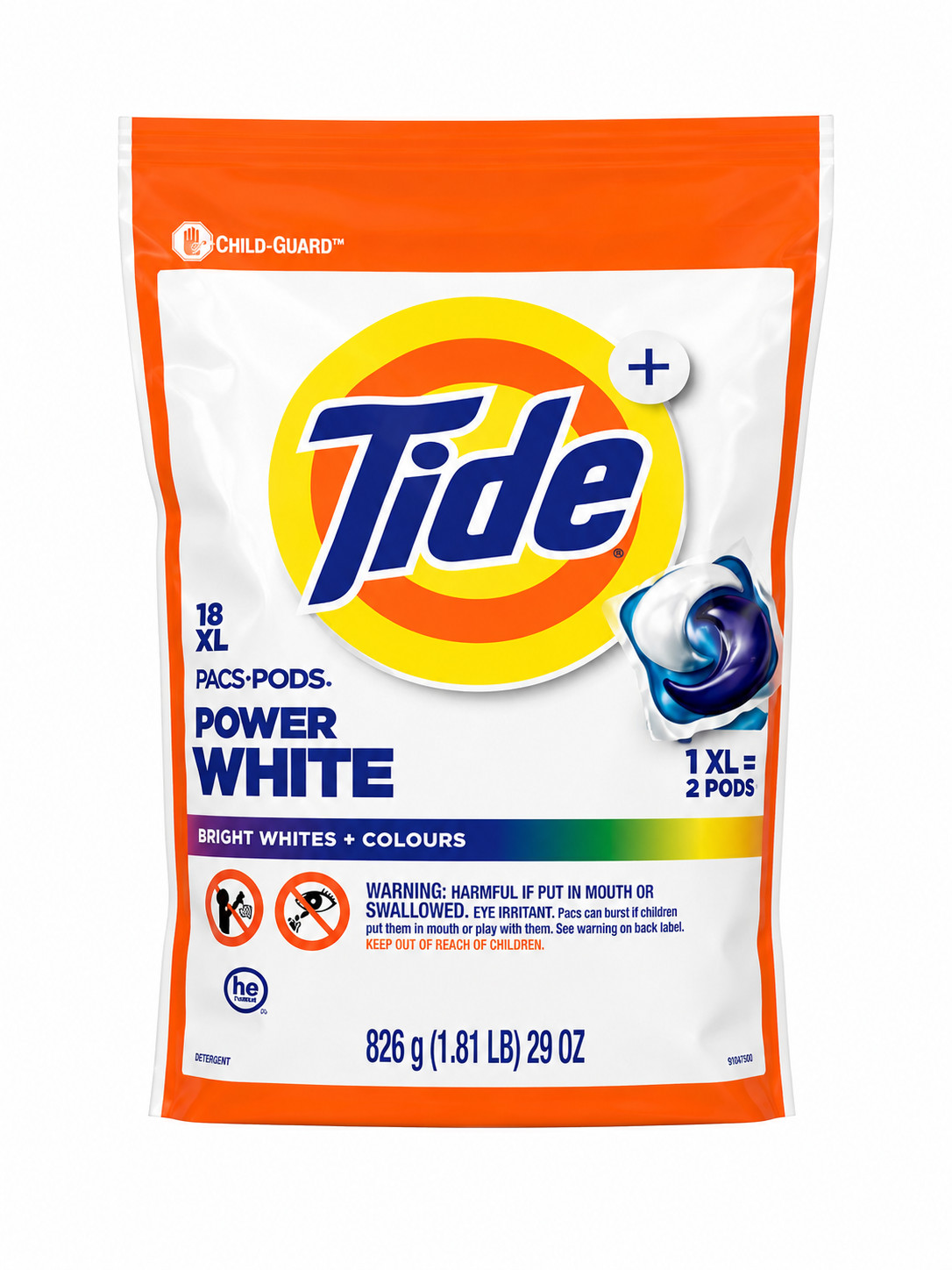 Tide Power PODS White Laundry Detergent Pacs, Brilliant Whitening + Color Protec