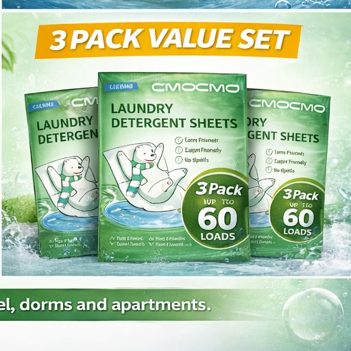 3 Pack Laundry Detergent Sheets Eco Friendly Quick Dissolve Travel Wash 60 Loads