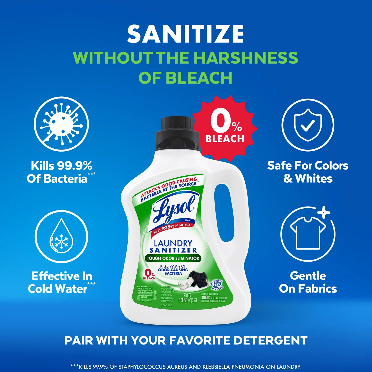3pk LYSOL Tough Odor Eliminator Laundry Sanitizer 90floz Fresh Fabric Deodorizer