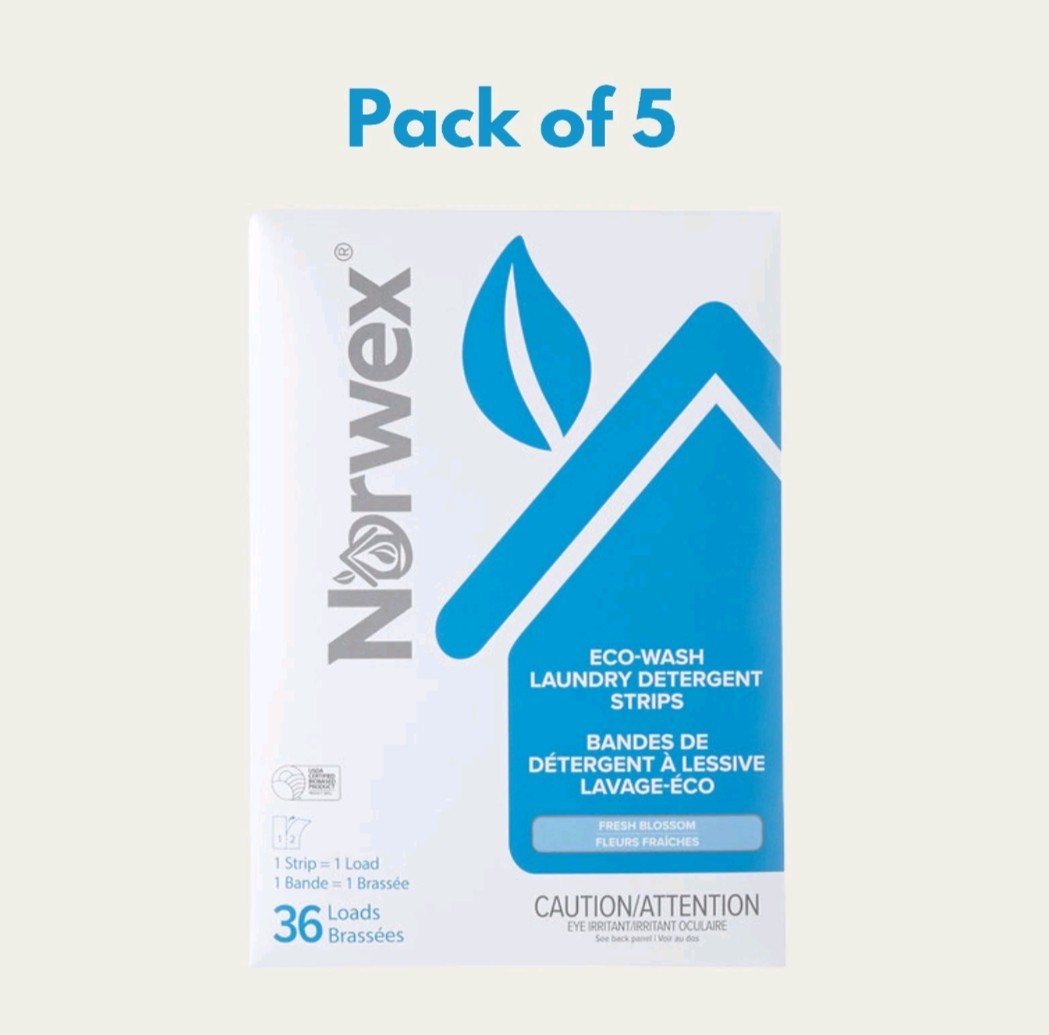 Norwex Eco-Wash Laundry Detergent Strips 36-72 Loads (Pack of 5) Free Ship