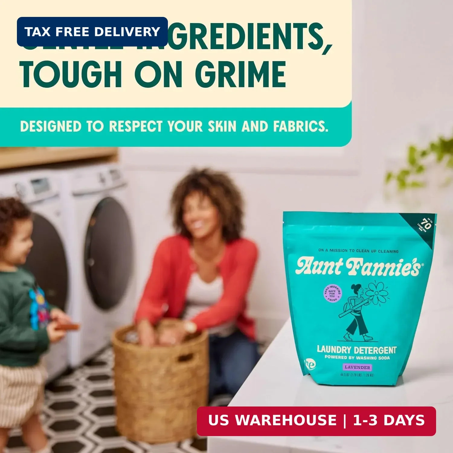 Aunt Fannie’s Powder Laundry Detergent, Deep Cleaning, Plant Based, Natural Ingr