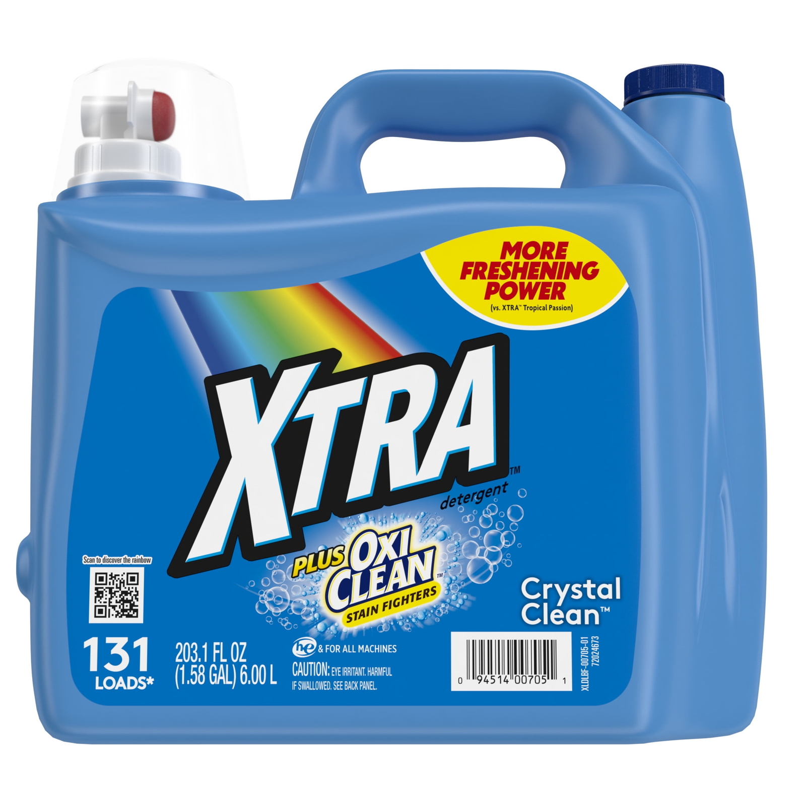 Xtra Plus OxiClean, 131 Loads Liquid Laundry Detergent, 203.1 fl oz.NEW,USA.