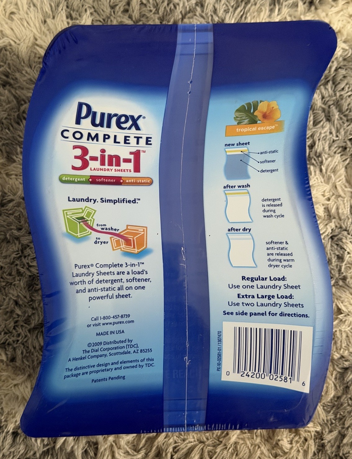 Purex Complete 3 In 1 Laundry Sheets & Dispenser Tropical Escape 20 Loads NIP
