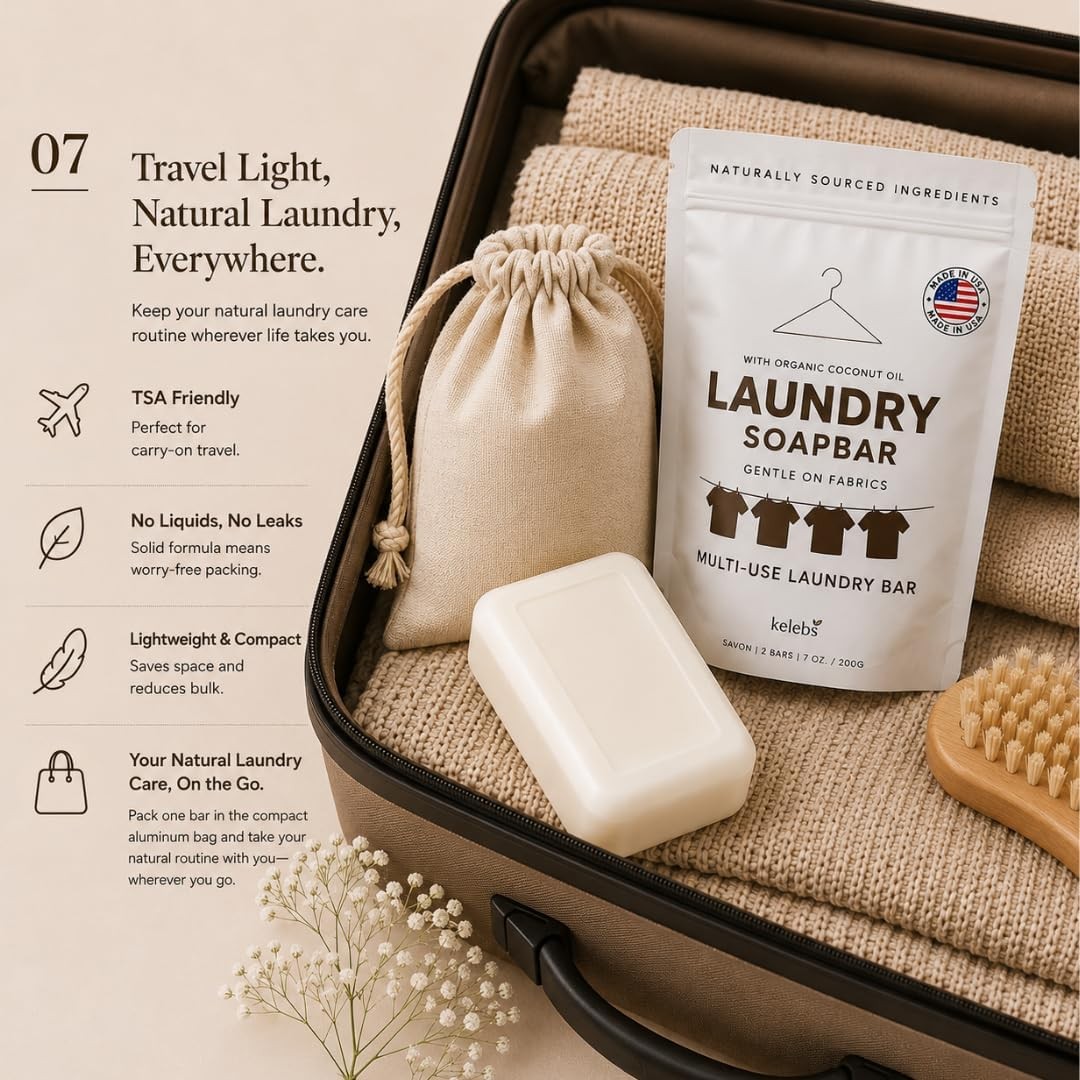 Kelebs Natural Laundry Soap Bar for Sensitive Skin with Organic Coconut –