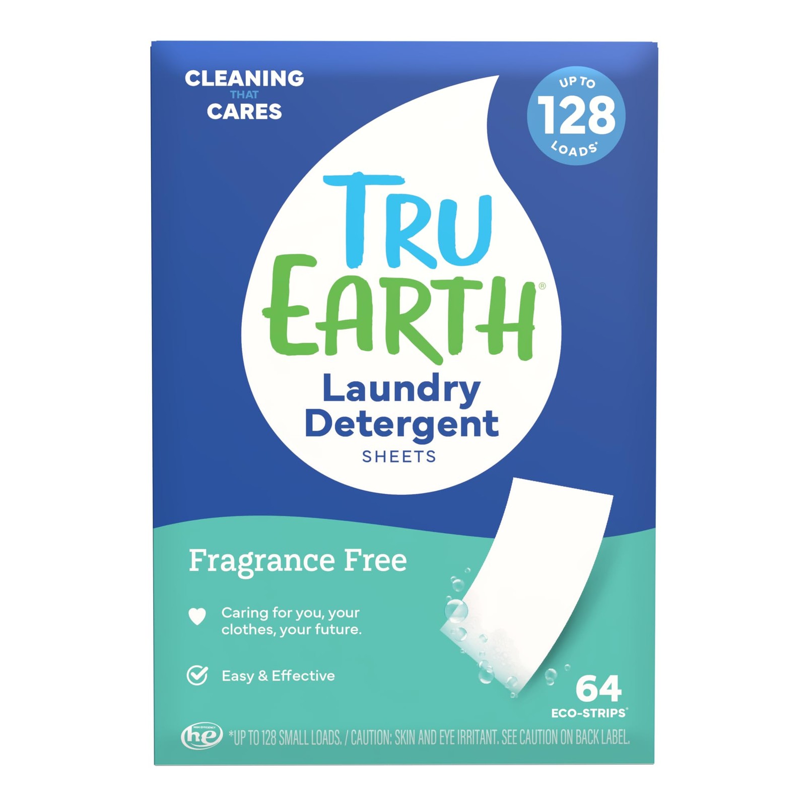 Tru Earth Compact Dry Laundry Detergent – Up to 128 Loads (64 Sheets) –