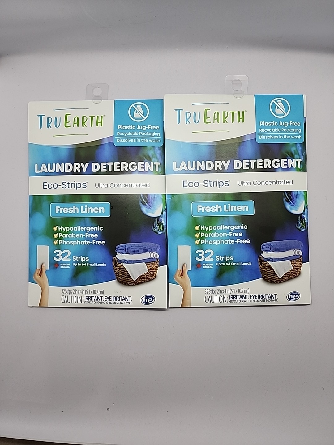 Tru Earth Eco-Strips Fresh Linen Laundry Detergent 64 Sheets 2 Packages 128 load