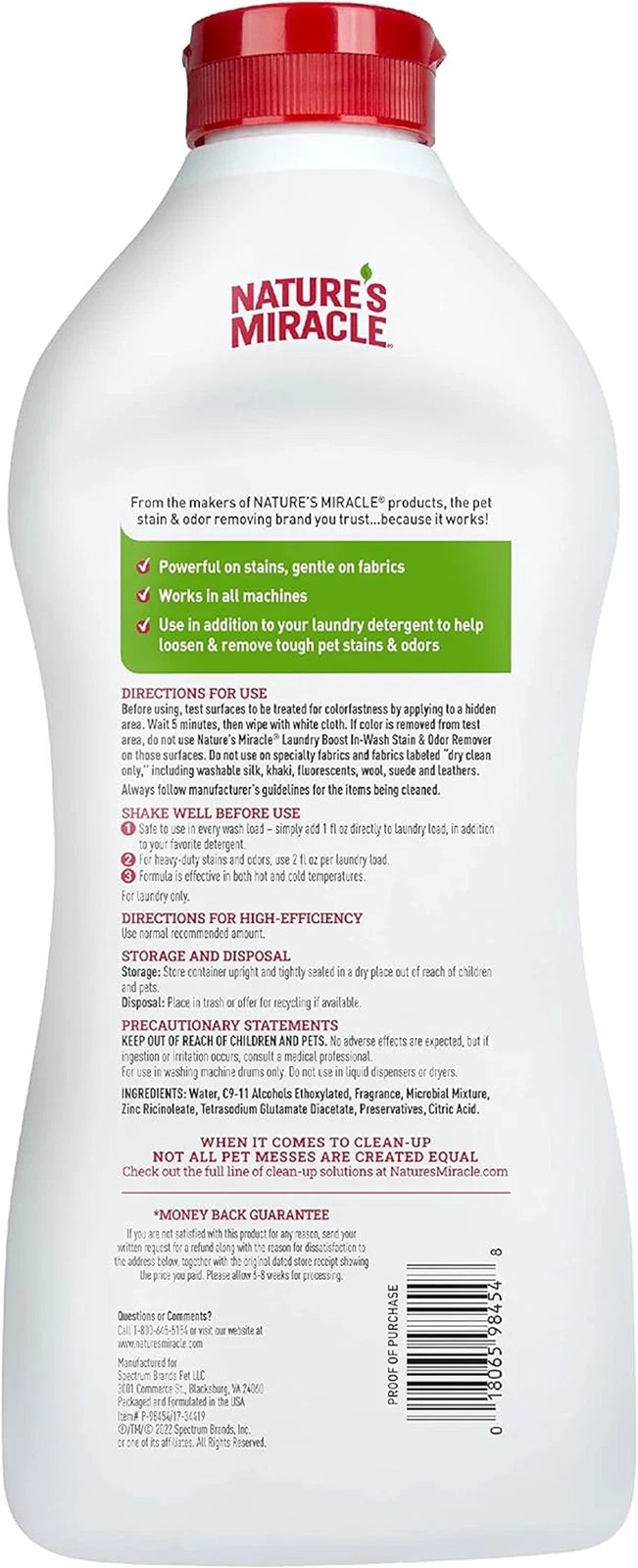 Nature’S Miracle Laundry Boost In-Wash Stain and Odor Remover, 32 Ounces, Laundr