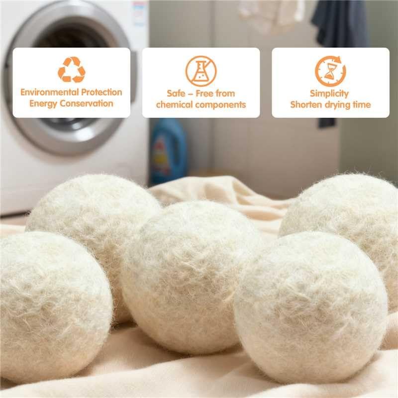 100% Pure New Zealand Wool Dryer Balls, 6Pack Natural Fabric Softener Altern…