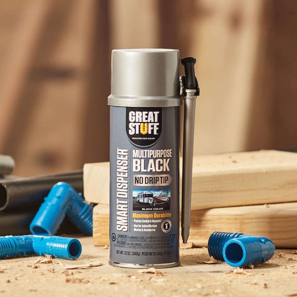 Multipurpose Expanding Foam Sealant Smart Dispenser Black 12 oz
